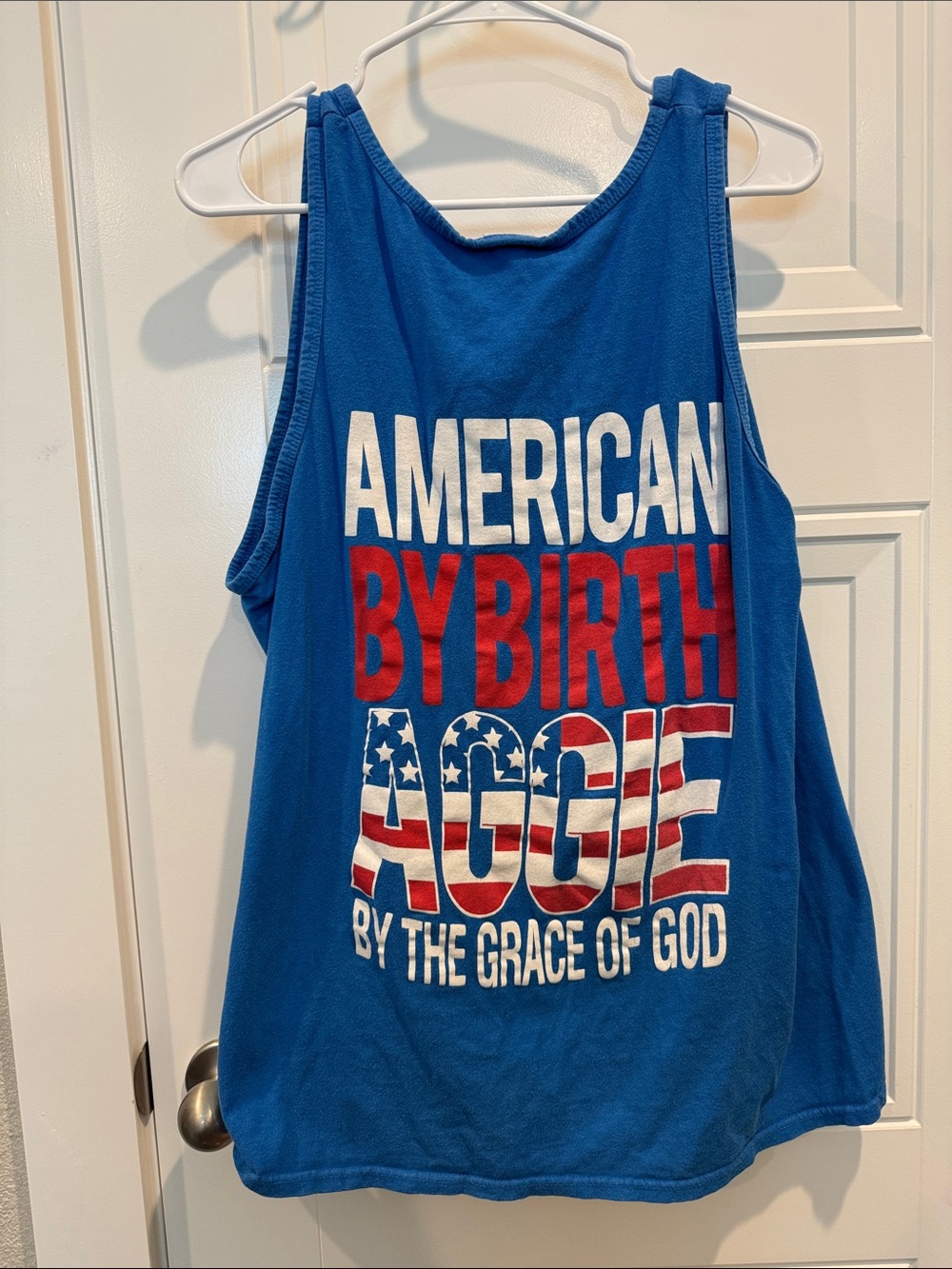 Comfort Colors Blue Kids Tank Top with Patriotic 'Aggie' Graphic